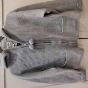 Blue wool hooded cardigan